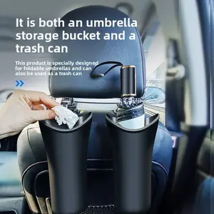Car trash can, car umbrella storage interior accessories, car hanging folding umbrella cover, cup holder multifunctional storage bucket