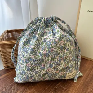 Vintage Floral Cloth Drawstring Bag, Multi-Purpose Portable Storage Organizer, Travel & Home Dust Bag, Mommy & Diaper Bag, Jewelry Pouch, Storage Tote