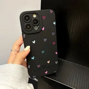 Colorful Small Heart-Shaped Eye Black Smartphone Casing - Drop-Protective Cellphone Accessory, Compatible with iPhone 7, 8 Plus, X, XS, XR, 11-16, Pro Max, SE Series - Handheld Phone Case Great Gift for Partners or Yourself
