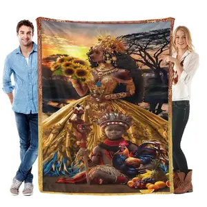 Elegua Blanket Eleguá Throne Cloth Blanket | Opener of the Roads Orisha | Spiritual Living Room Decor & Lucky Gift Blanket Living Room Decoration Gift Blanket for a Friend