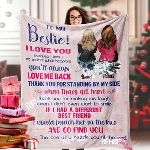 1pc Customized Name Blanket, Bestie Gifts for Women On Christmas - Best Friend Blanket Gift, Bestie Gift, Best Friend Happy Birthday Gifts - Friendship Flannel Throw Blanket Thinking Of You Far Away Gifts, Womens Day, Mother's Day, Room Decor