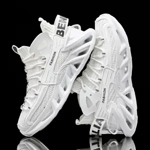 Men's low cut transparent blade running shoes - comfortable non slip fabric upper with good shock absorption, lace closure, and durable rubber sole for outdoor activities, training, and comfort in all seasons