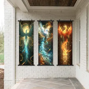 Phoenix Pattern Wall Tapestry, 3 Counts/set Modern Art Creative Phoenix Poster, Wall Art Decor for Home Living Room Bedroom Study Room, Wall Decoration, Art Work For Wall Decor, Decoration Items