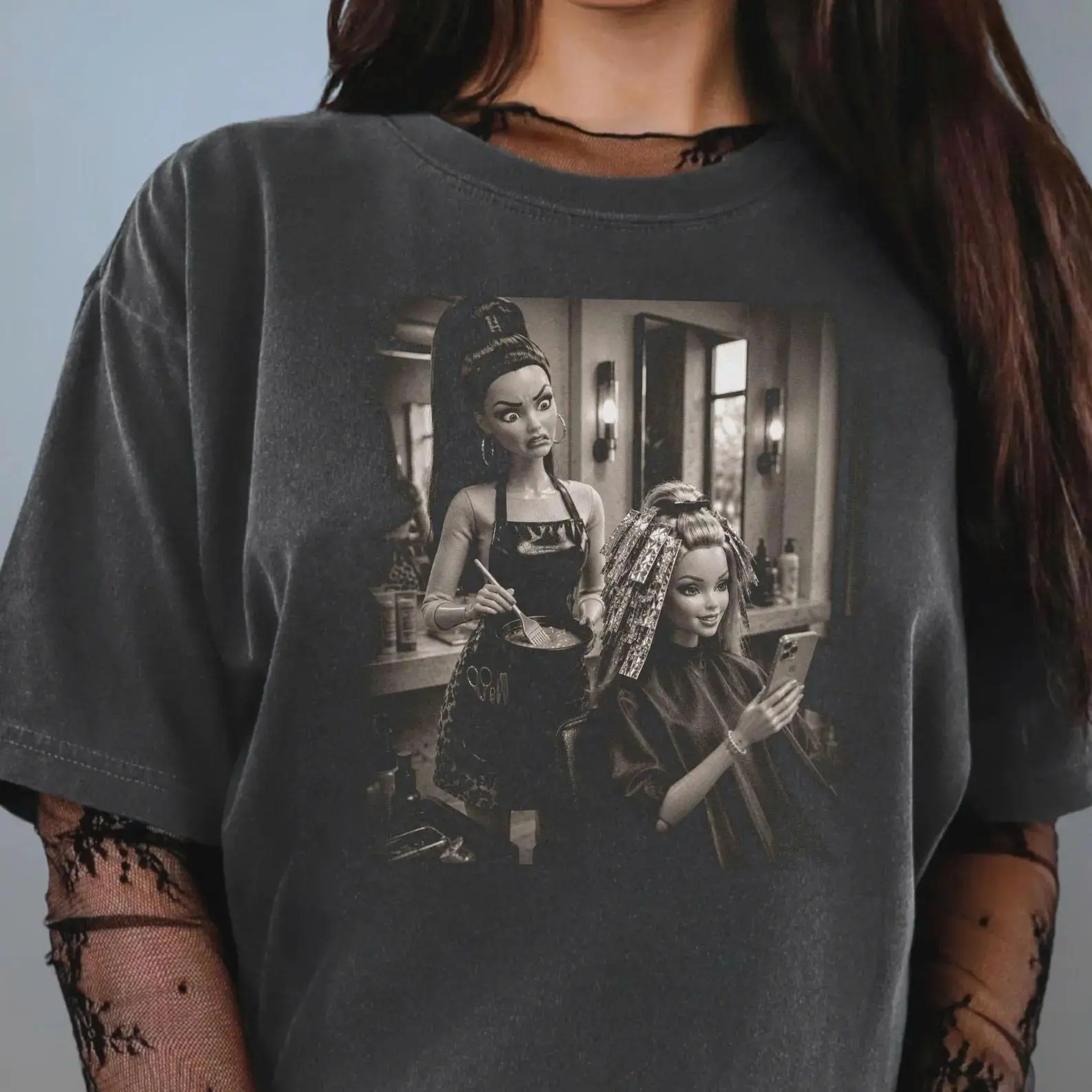Comfort Colors Doll Face Meme Shirt for Hair Stylists, Funny Salon Tee, Hairdresser Gift
