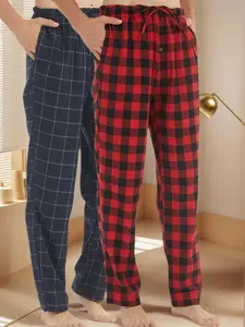 Men's 2 Pack Classic Comfy Pyjamas Pants Plaid Soft Loungewear with Pockets Elastic Waist Drawstring Christmas PJ Homewear Cotton Menswear Nightwear Pajamas Checked Fabric