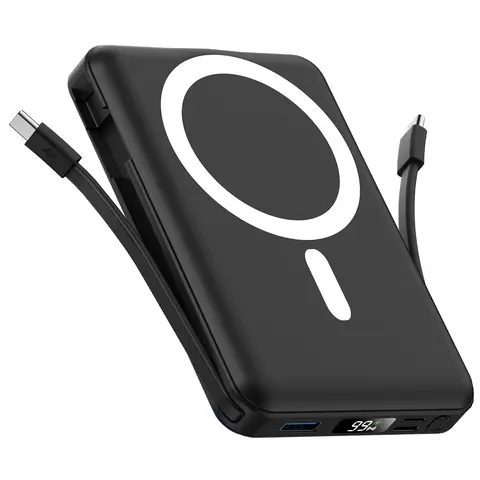 Magnetic Wireless Power Bank - 10000mAh Magnetic Portable Chargers 22.5W PD Fast Charging with Built-in Cables LED Display, Slim Magnetic Battery Pack for Phone Accessories Smartphone Mobile Chargeable Rechargeable Usb