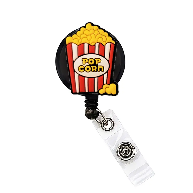 Popcorn Badge Reel ID Holder Badge Clip Funny Nurse Doctor CNA Retractable 25 inch Extension Yazzle Dazzle