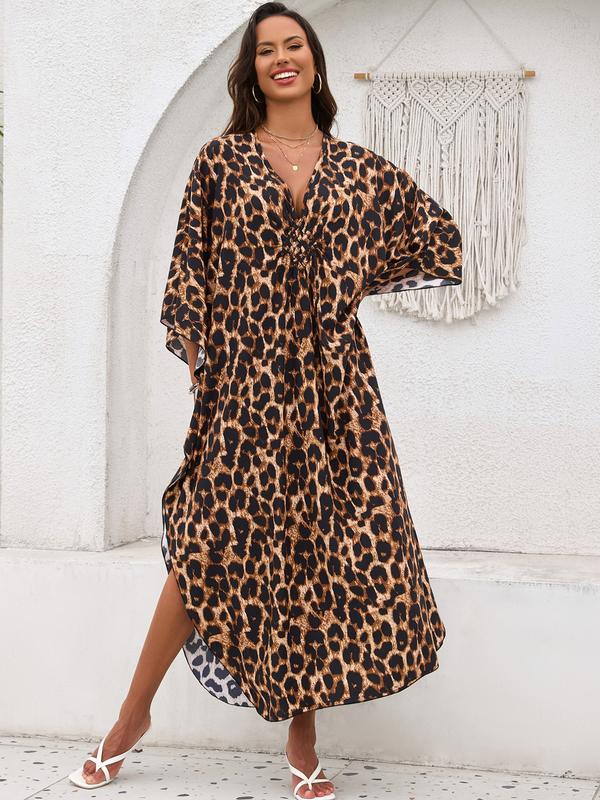 Women's Kaftan Dresses, Boho Casual Kaftan, Plus Size Bathing Suit Cover Up, V-Neck Batwing Design, Batwing Sleeve Kaftan, Loose Fit Moroccan Style, Mumu Dresses