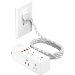 2 Prong Power Strip,  2 Prong to 3 Prong Outlet Adapter,1400J Two Prong Surge Protector,10ft Extension Cord, 6 AC Outlets with 1 USB C Ports and 2 USB A Port, Wall Mountable, Ideal for Old House