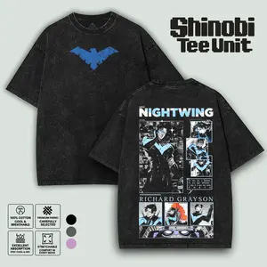 Nightwing Special Edition - DC Comics Menswear Gift for Movie Fans Top Apparel Classic Oversized Seamless Simple Straight Man Designer Shirts Men's Regular Fit Floral Print Tee