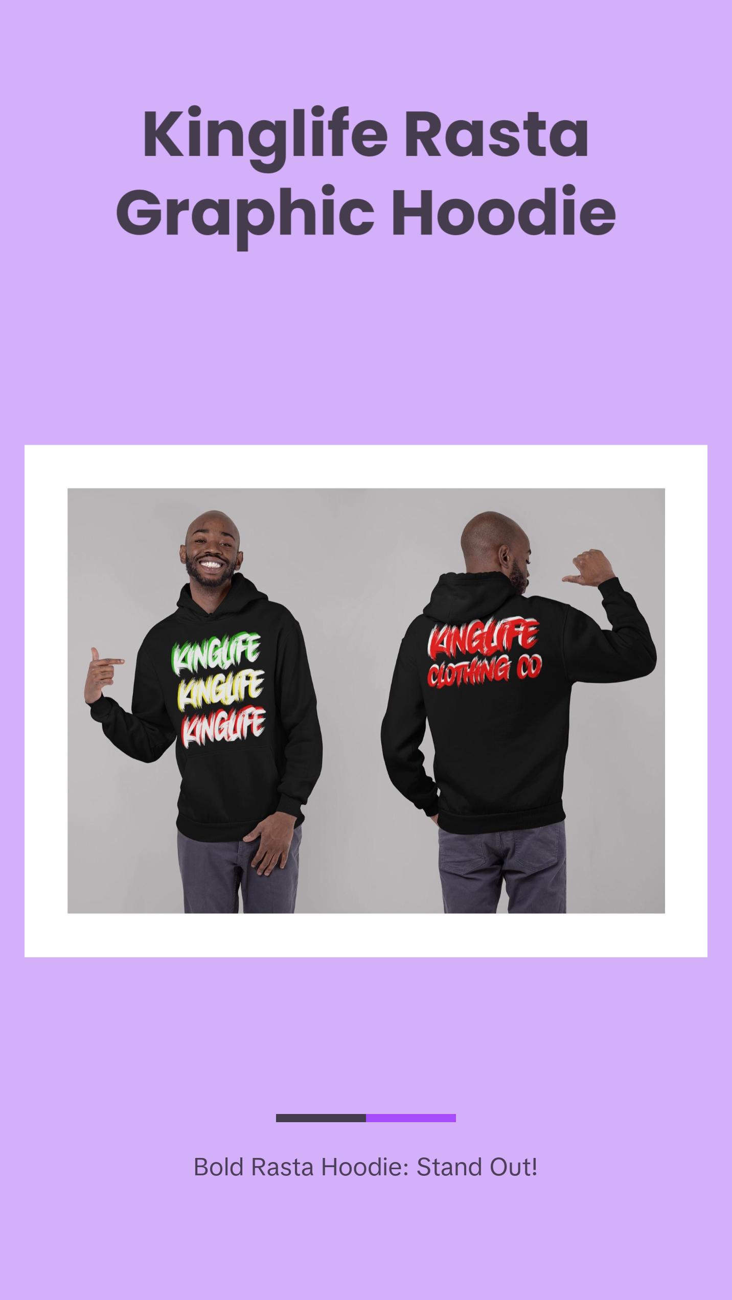 Kinglife Rasta Graphic Hoodie | Unisex Cotton-Blend Pullover | Streetwear Sweatshirt with Back Print