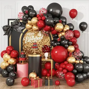 114pcs Black Red Latex Balloons Garland Arch Kit for Engagement Wedding Birthday Anniversary Indoor Party Background Decoration Supplies