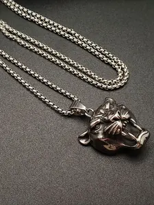 Men's Hip Hop Stainless Steel Vacuum Plated Lion Head Pendant Necklace, Unisex Vintage Animal Jewelry Gift for All Seasons