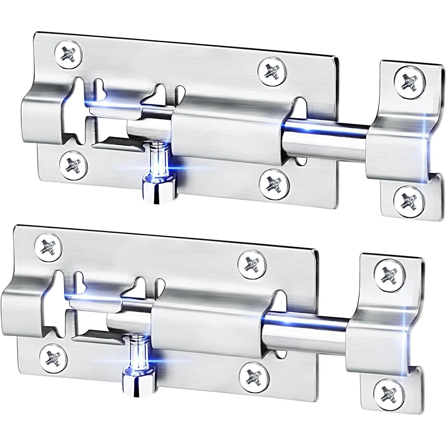 3-Inch Brushed Nickel Steel Barrel Bolt Door Hardware (4-Pack) - Corrosion-Resistant Sliding Lock Latches for Contractors, Tools & Hardware Accessory, Sliding Locks