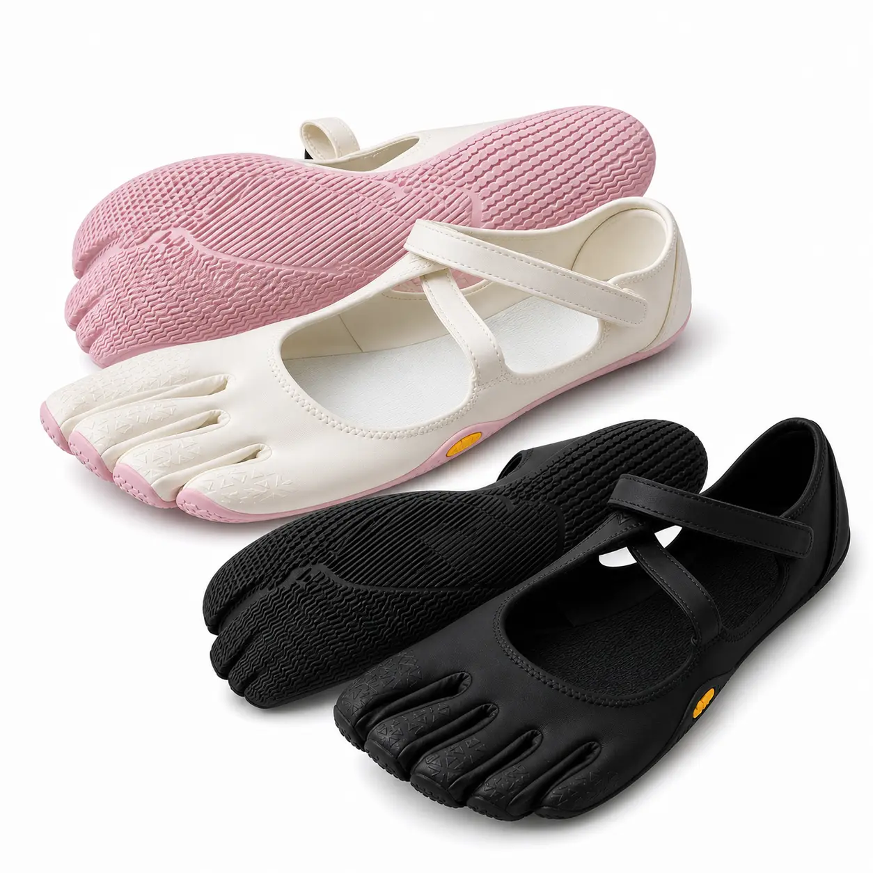 Women's Five Toe Yoga Shoes, Minimalist Barefoot-Style Studio Shoes with Instep Strap, Open Upper Toe Shoes for Yoga, Pilates, Barre & Travel