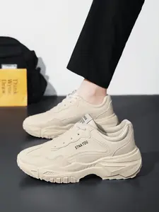 Men's Korean Trendy White Sneakers | Breathable Elevator Shoes with Hidden Lift | Fashion Dad Shoes