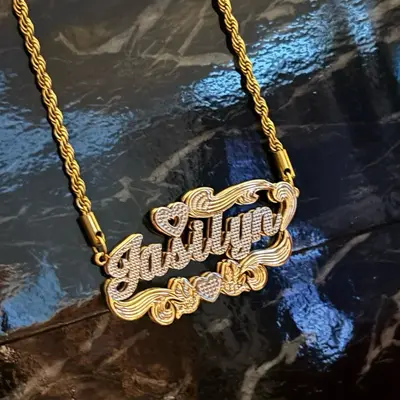 Nameplate Necklace Nida Name Locket Mexican Gold Chain Necklace