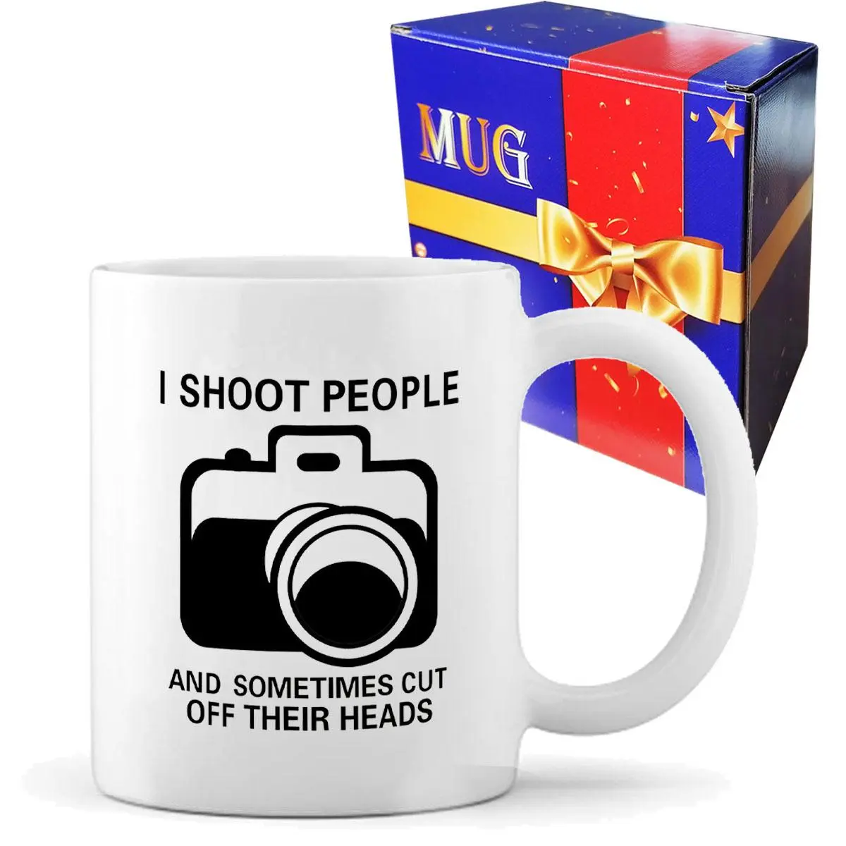 Funny Camera Pattern Coffee Mug, 11oz Ceramic Coffee Mug with Gift Box, Office Water Cup, Gift for Photography Lover