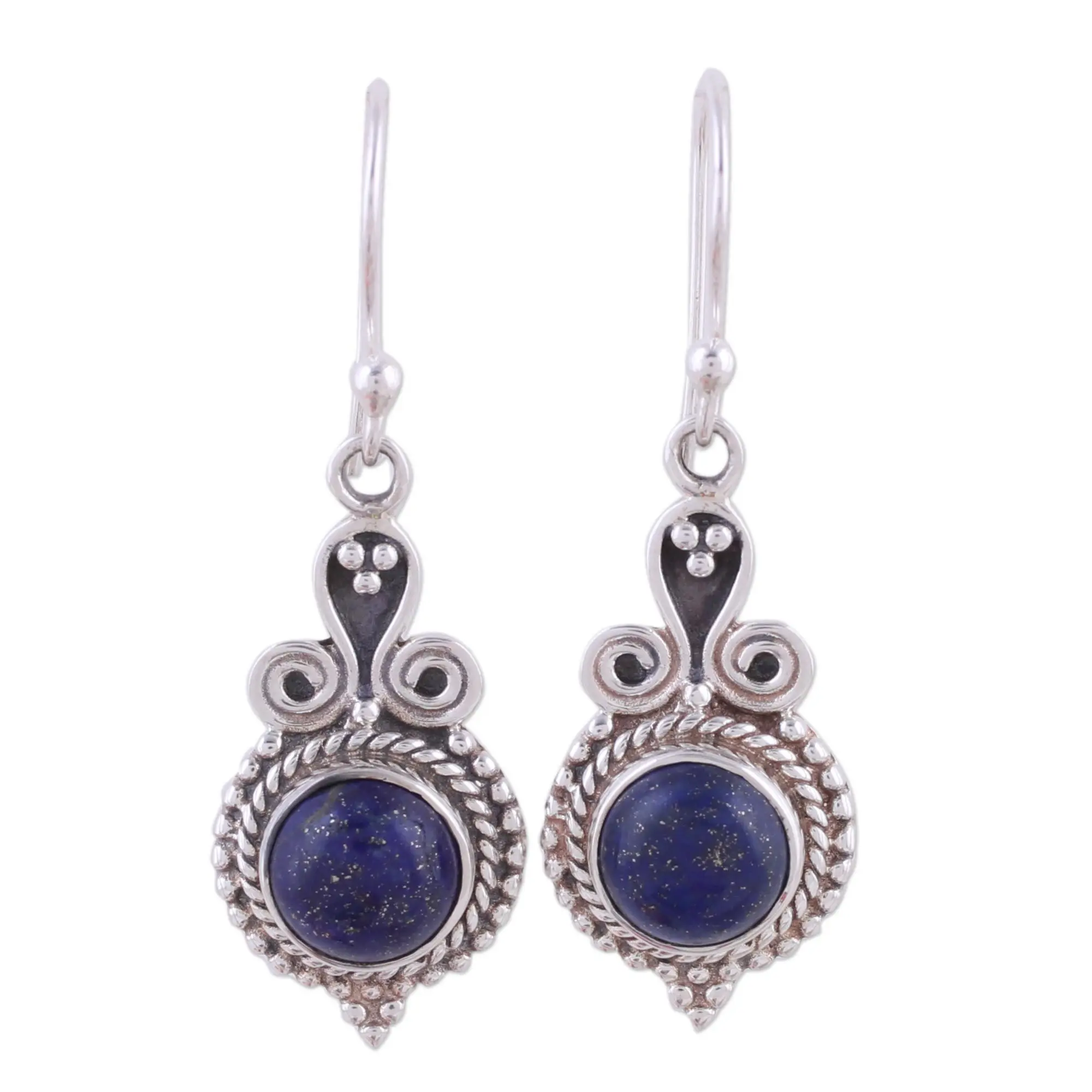Novica Artisan Lapis Lazuli Dangle Earrings 925 Sterling Silver And India Jewelry Blue Bollywood Birthstone [1.6 In L X 0.5 In W X 0.2 In D] ' Grand Delhi Blue'