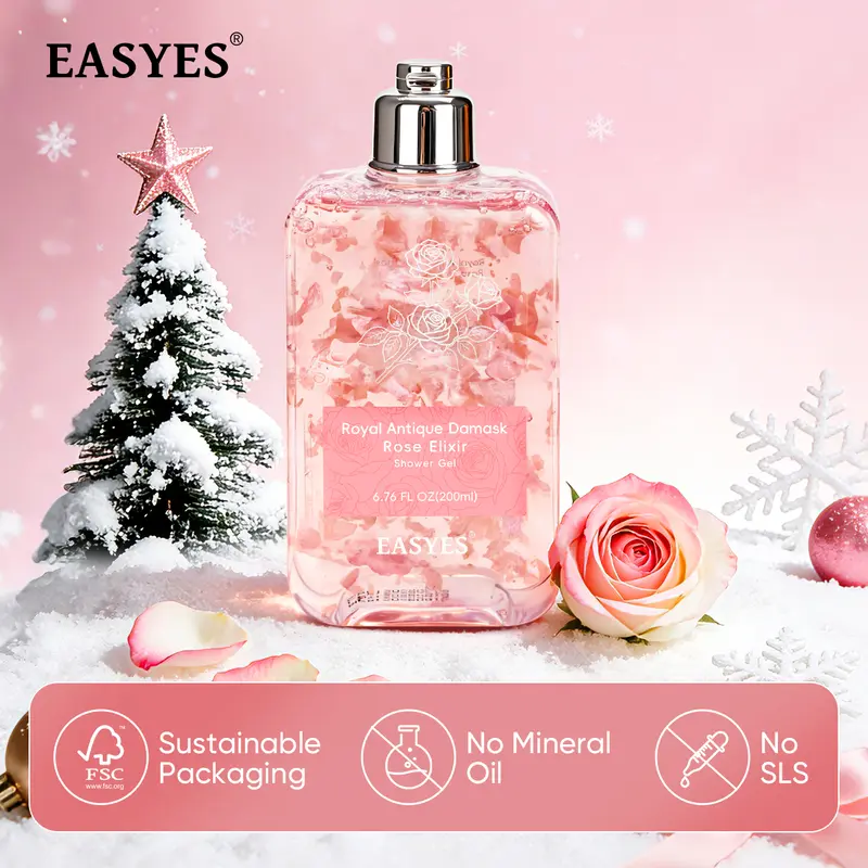 Easyes Royal Antique Damask Body Wash with rose petals and bulgarian rose oil for women and men