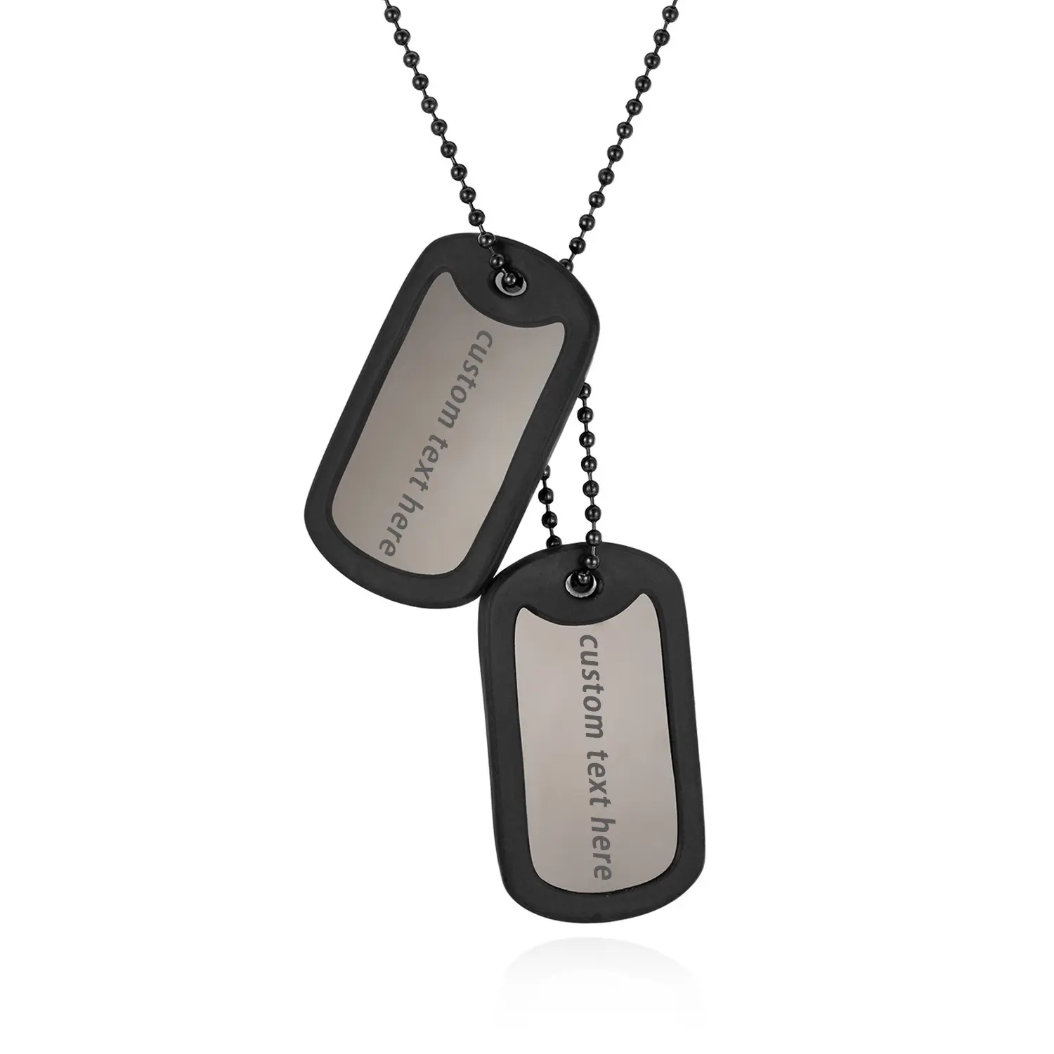 OIDEA Men's Military Double Dog Tag Necklace with Custom Engraving, Corrosion-Resistant Stainless Steel & Silicone Edge Pendants, 60cm, Military Look, Rugged Durable Fashion Costume Jewelry, Gift for Veterans
