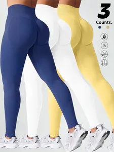 Women's High-Waisted Seamless Yoga Pants, Soft & Stretchy Fabric, Ideal for Gym Running Cycling, Casual Daily Wear, All Seasons, Seamless Fitness Leggings