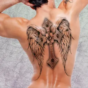Oversized Temporary Tattoo Sticker: Tiger & Dragon Wings-Realistic Body Art Stickers for Men, Waterproof and Durable, Suitable for Parties, Festivals and Role Play