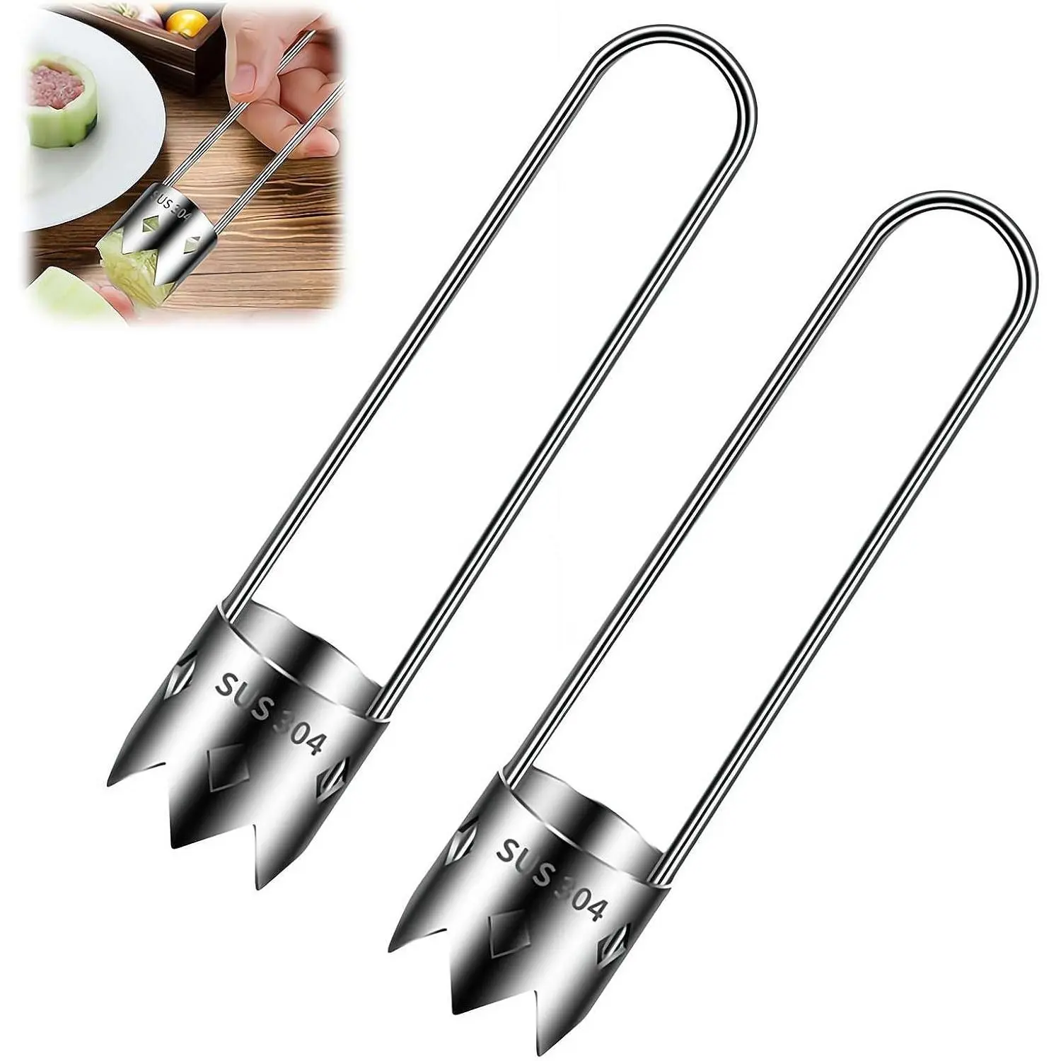 2PCS 304 Stainless Steel Fruit Corers – Kitchen Utensils with Ergonomic Handles, Multifunctional Tool for Bell Peppers, Pears & Apples, Rust-Resistant Easy Clean, Dishwasher Safe, Compact for Camping & Travel, Essential Camping Gear for Outdoor Cooking