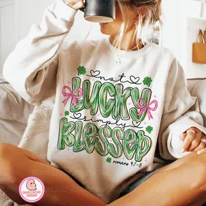 Not Lucky Simply Blessed Sweater, Retro Coquette St Patrick'S Day Sweater, Patrick Sweater, Retro Patrick Sweater