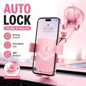 Car Dashboard Phone Holder, Car Phone Holder with Strong Suction Cup, Powerful Car Mount, 360° Rotatable Windshield Mount, Universal Cell Phone Holder for Car & Desk, Car Accessories