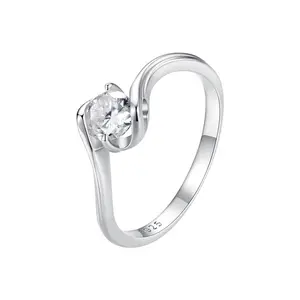 Presentski synthetic Moissanite Ring with Sterling Silver Band