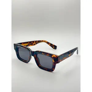 Polarized Square Sunglasses: UV400 Retro Shades for Men & Women - Tortoise/Black Frame, Gold/Silver Arms