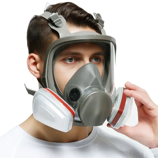 TekDeals Full Face Reusable Safety Equipment Facepiece Cover, Eyes+Nose+Mouth Protection, Replaceable Filter Boxes, Cotton Pads, 4-Point Adjustable Harness, Bayonet-Style Filter Connection, Comfortable to Use