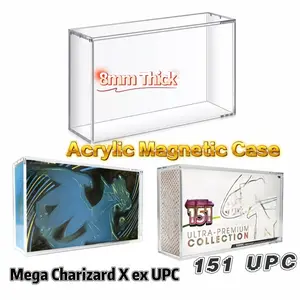 5+8mmThick Acrylic Magnetic Display Case For Mega Charizard X ex UPC / 151 UPC Pack of 1 5+8mmThick Acrylic Magnetic Display Case For Mega Charizard X ex UPC / 151 UPC Pack of 1