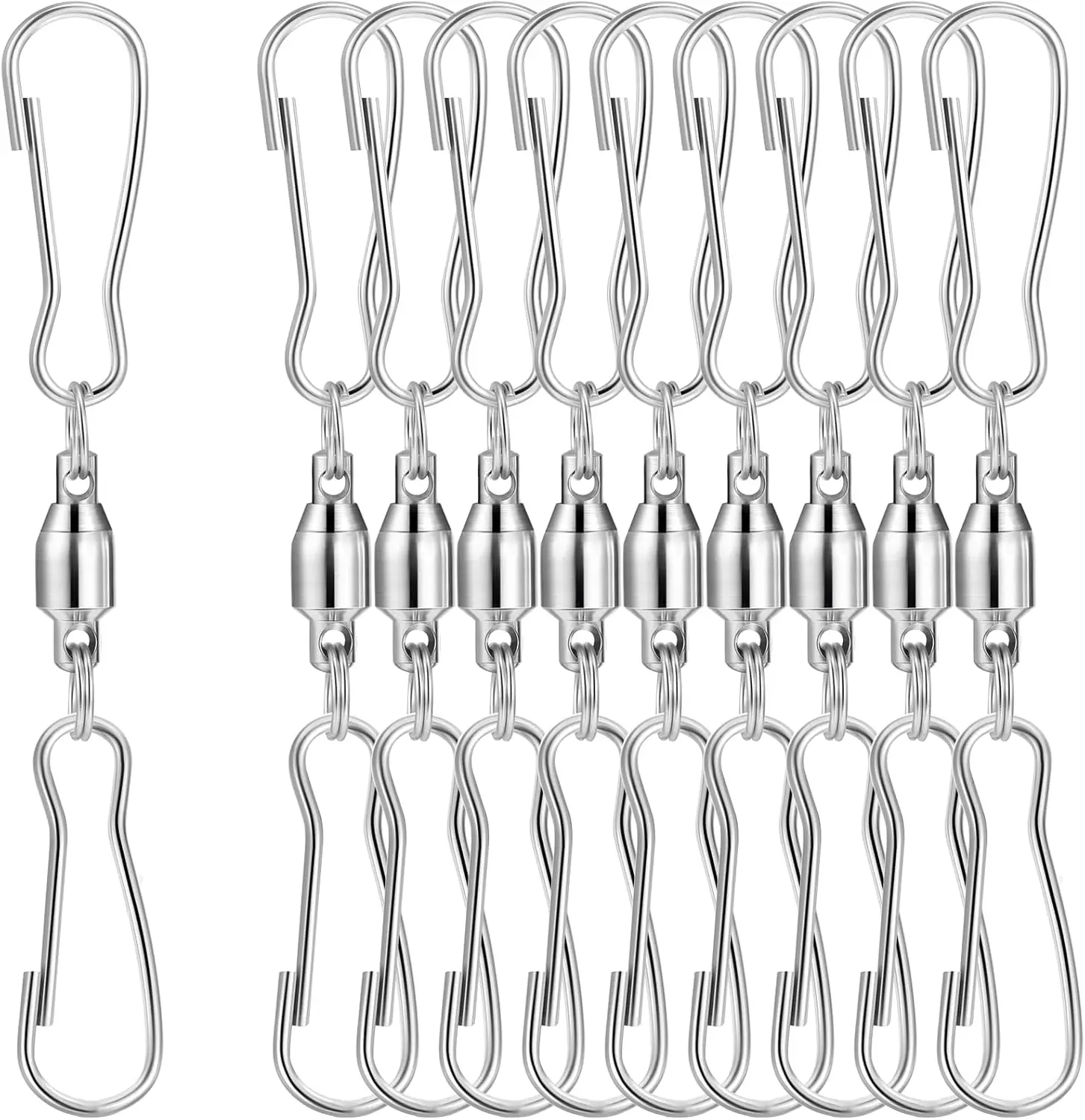 10 Pack Swivel Hooks Clips Smooth Spinning Dual Clip Hanging Windsock Wind Spinners Wind Chimes Crystal Twisters Party Supply