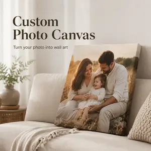 Custom Photo Canvas Print | Transform Your Photo into Wall Art | Personalized Canvas Wall Art | Wrapped Canvas | 1-Inch Thick Solid Wood Frame | Home Decor Gift Souvenir | Custom Family Pet Wedding Picture