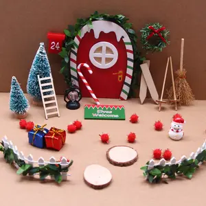 Miniature Elf Door Gnome Set for Dollhouse, Christmas Scene Model Decoration, Detailed Fairy Tale Accessory, Perfect Holiday Gift Idea
