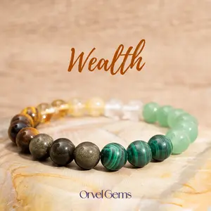 Money Magnet Bracelet - Abundance Manifestation Stone with 8mm Natural Gemstones Citrine Tiger's Eye Aventurine Malachite Rutilated Quartz - Crystal Healing for Opportunity & Work - Gift for Men, Women, Christmas, Thanksgiving, Birthday