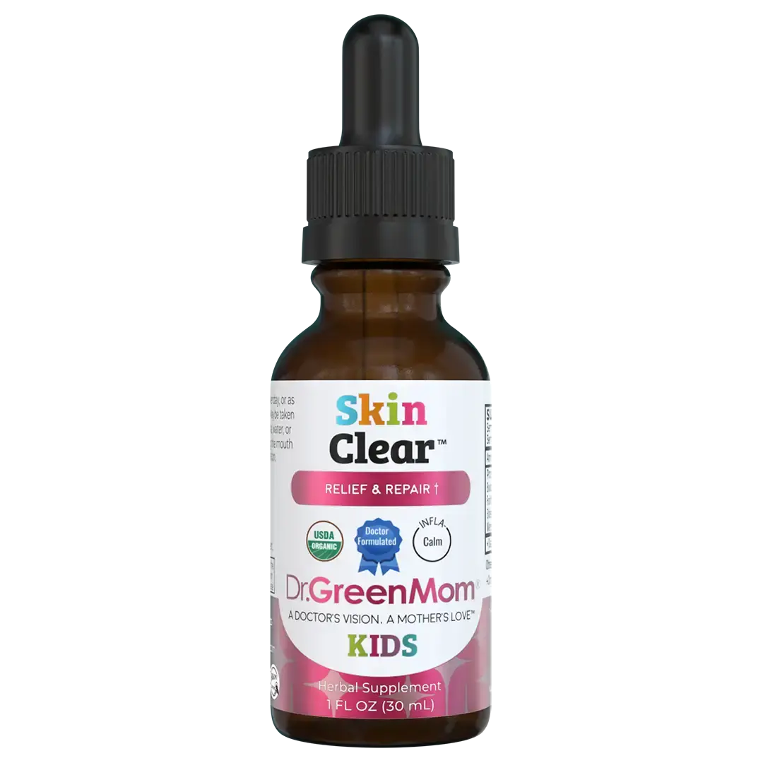 Dr. Green Mom Skin Clear Kids Liquid Drops - Natural Botanical Blend Supplement for Children's Daily Skin Wellness & Healthy Complexion Support