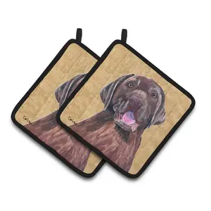 Carolines Treasures  Labrador Wipe Your Paws Pair of Pot Holders, 7.5 x 3 x 7.5 in.