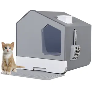 Segawe Enclosed Cat Litter Box for Kittens, Small Cats with Mat, Litter Scoop, Odorless Anti-Splashing, Non-Sticky, Easy Cleaning