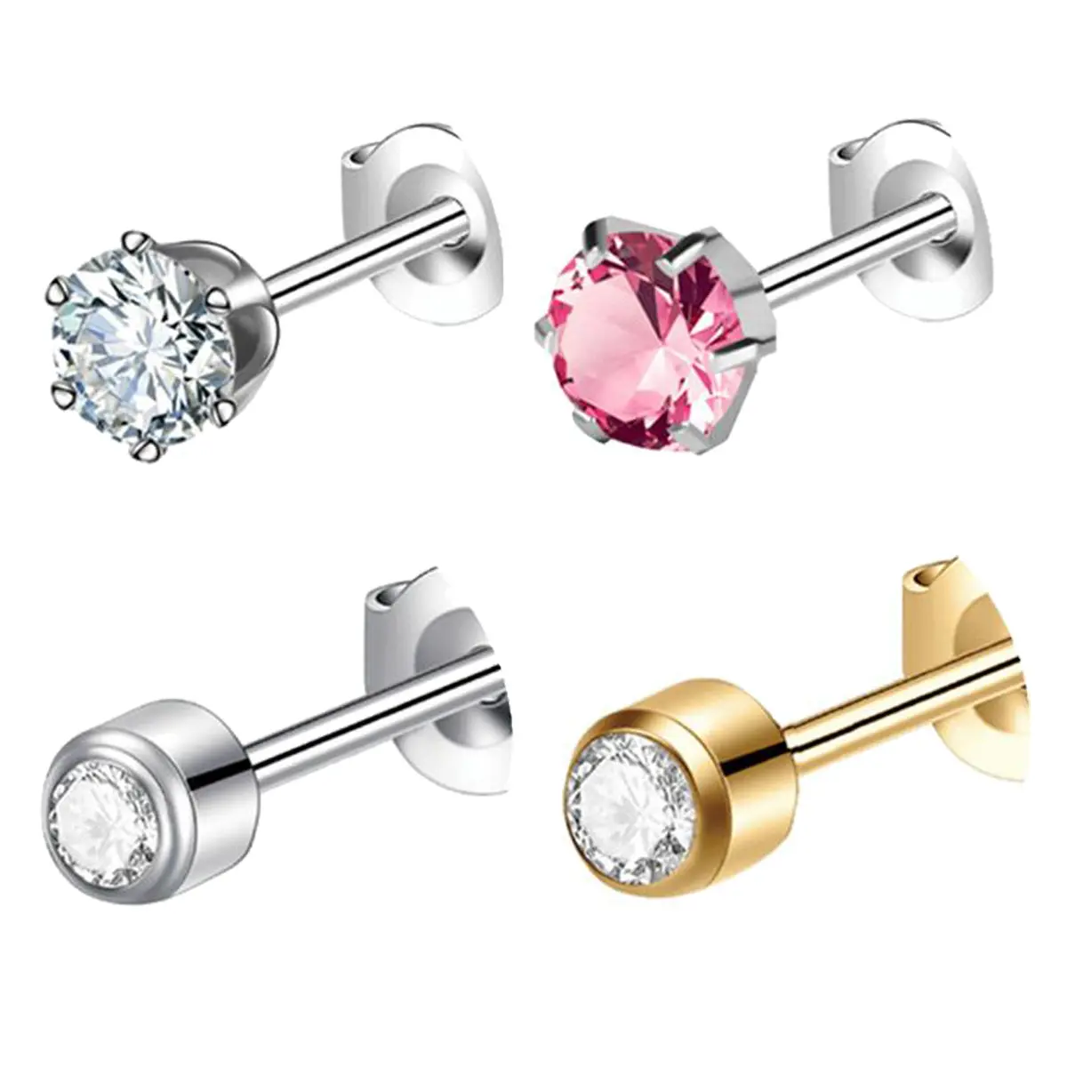 Rhinestone Earrings Set for New Hole - Stainless Steel Earring Stud Set Fashion Jewelry for Party Daily Clothing Decor Trendy All-match & Exquisite Jewelry Gift