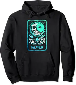 The Moon Tarot Card Outfit Occult Skull Witchy Pullover Hoodie - Winniekemo Shop 67B0CLH4PJ1F