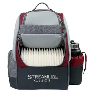Streamline Discs Disc Golf Backpack Bag - Shuttle Backpack Velcro Edition - Burgundy/Black