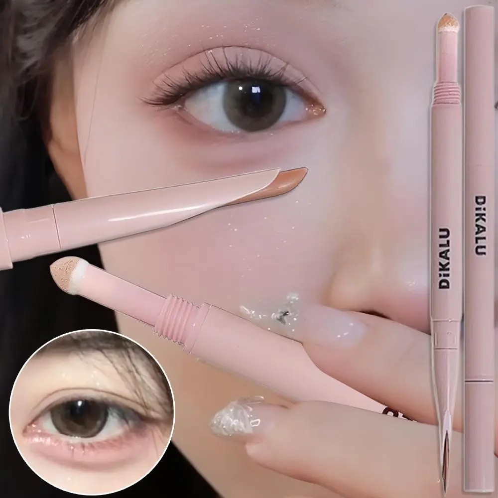 2-in-1 Lying Silkworms Eye Pencil Smudge-Proof Pink Shadow & Shimmer Highlighter Brighten Aegyo Sal Stick Korean Cosmetics