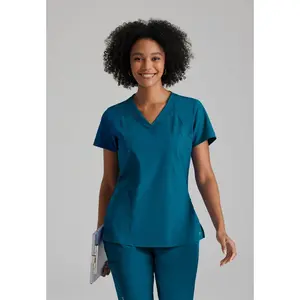 Barco One Women's Racer 4-Pocket V-Neck Scrub Top X Large Bahama.