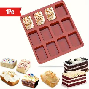 Multi-Function Silicone Bake Mold, Non-Stick 12-Cavity Mini Loaf Pan for Breads, Brownies & Pudding, Essential Baking Tool for Kitchen Use, Silicone Loaf Molds