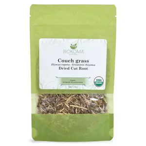 Biokoma Pure and Organic Couch Grass Dried Cut Root 50g (1.76oz) in Resealable Moisture Proof Pouch, USDA Certified Organic - Herbal Tea, No Additives, No Preservatives, No GMO, Kosher