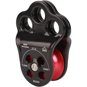30KN Dual Bearing Hitch Climber Pulley, for Arborist Tree Climbing with 3 Holes Side Plate