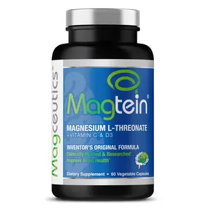 Magceutics Magtein Magnesium L-Threonate with Vitamin C and D3 - 60 Capsules (30 Days)